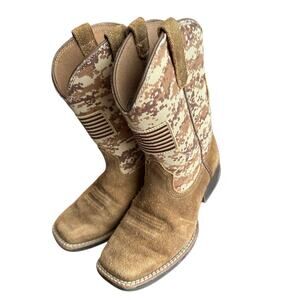 Ariat boots 1 big kids leather western cowboy cowgirl American army camo print